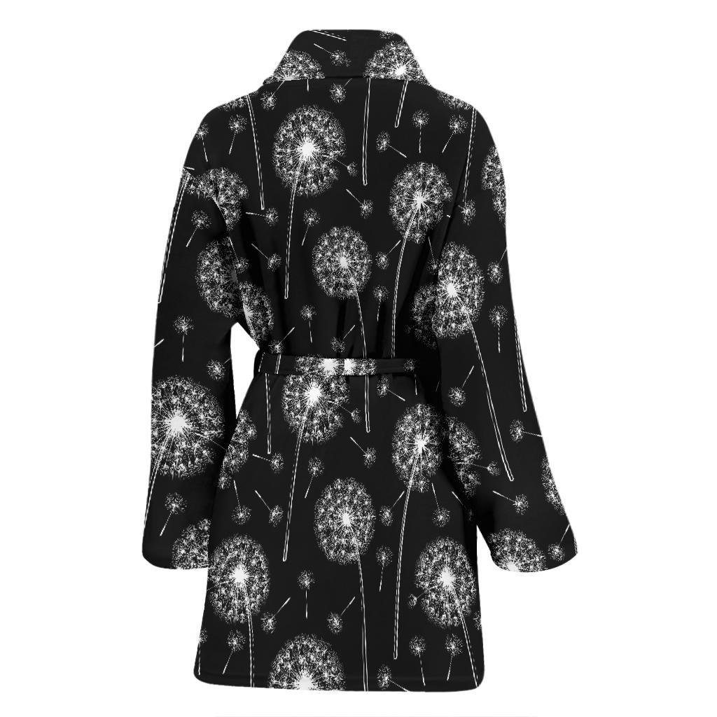 Dandelion Black Pattern Print Women Long Robe-grizzshop