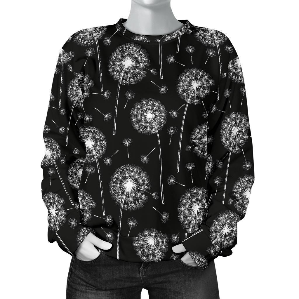 Dandelion Black Pattern Print Women's Sweatshirt-grizzshop