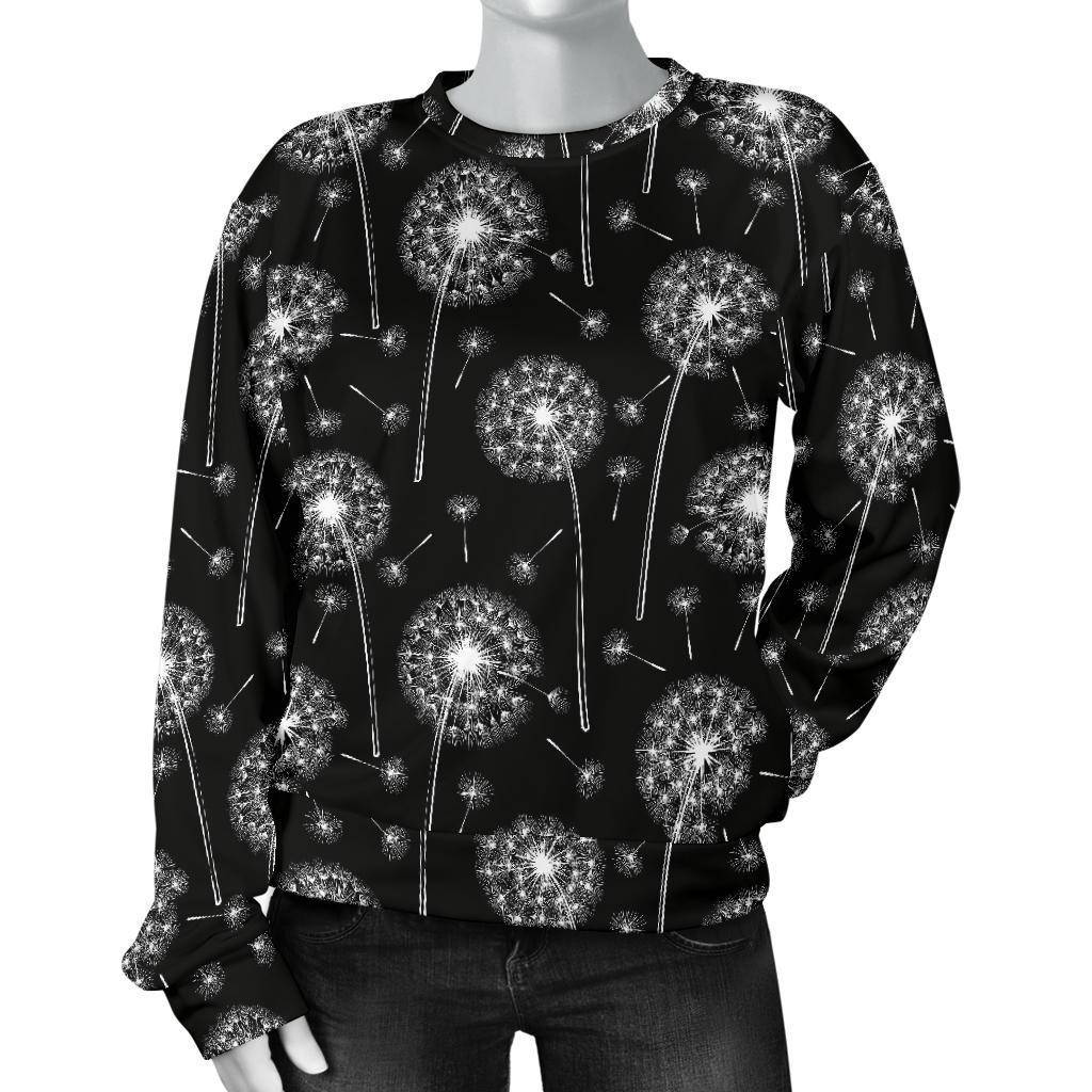 Dandelion Black Pattern Print Women's Sweatshirt-grizzshop