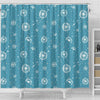 Dandelion Blue Pattern Print Bathroom Shower Curtain-grizzshop