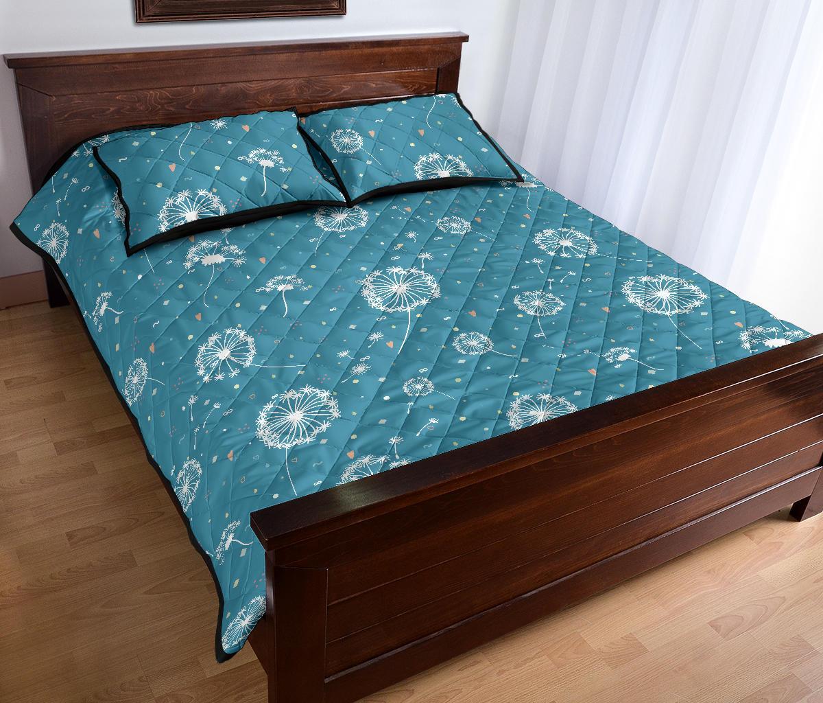 Dandelion Blue Pattern Print Bed Set Quilt-grizzshop