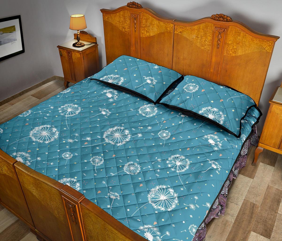 Dandelion Blue Pattern Print Bed Set Quilt-grizzshop