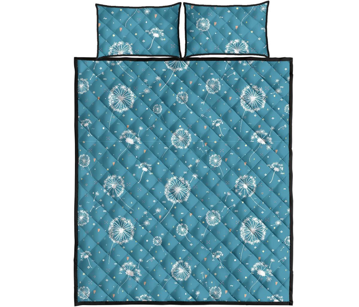 Dandelion Blue Pattern Print Bed Set Quilt-grizzshop
