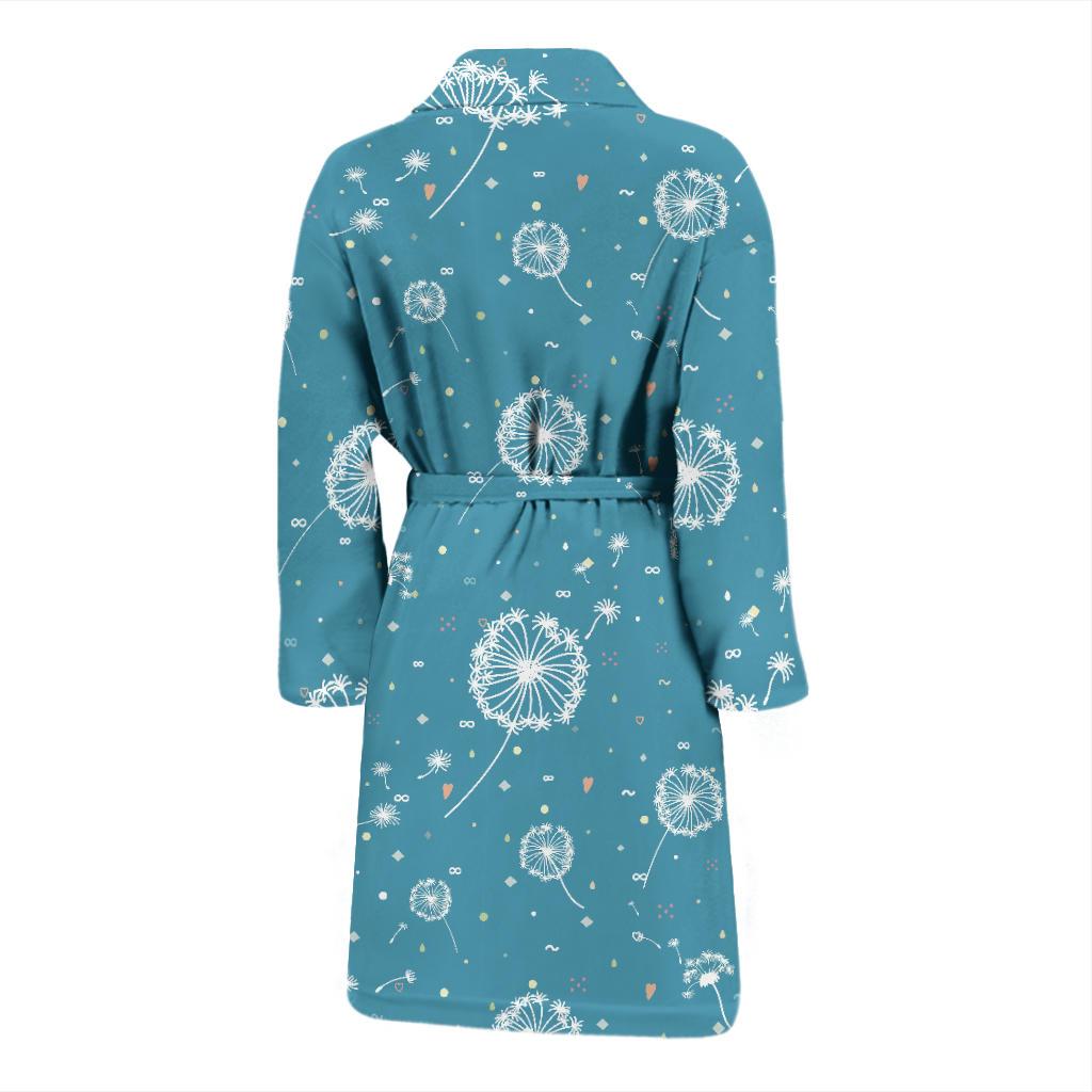 Dandelion Blue Pattern Print Men Long Robe-grizzshop