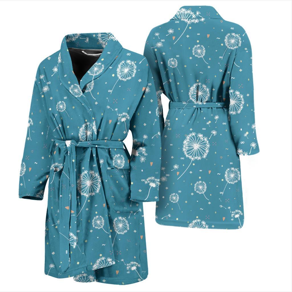 Dandelion Blue Pattern Print Men Long Robe-grizzshop