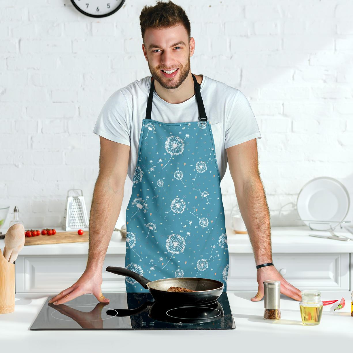 Dandelion Blue Pattern Print Men's Apron-grizzshop