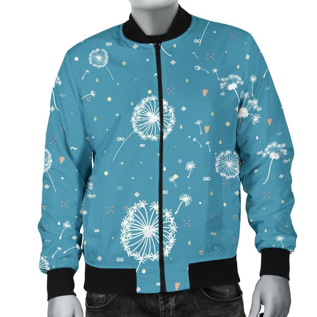 Dandelion Blue Pattern Print Men's Bomber Jacket-grizzshop