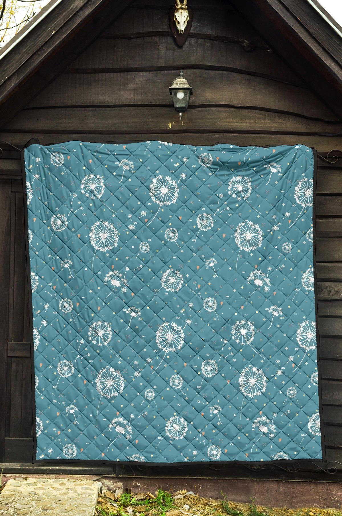 Dandelion Blue Pattern Print Quilt-grizzshop