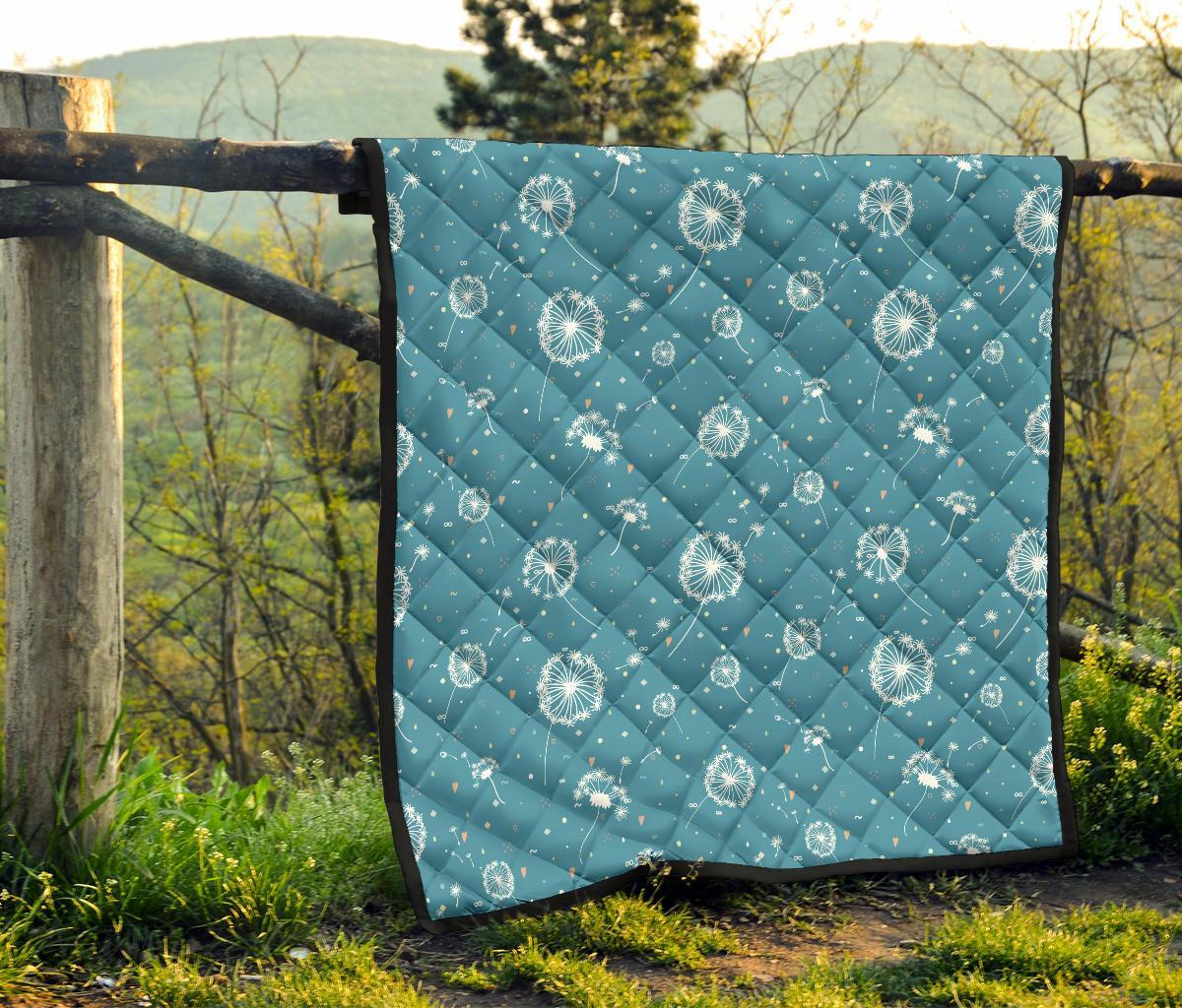 Dandelion Blue Pattern Print Quilt-grizzshop