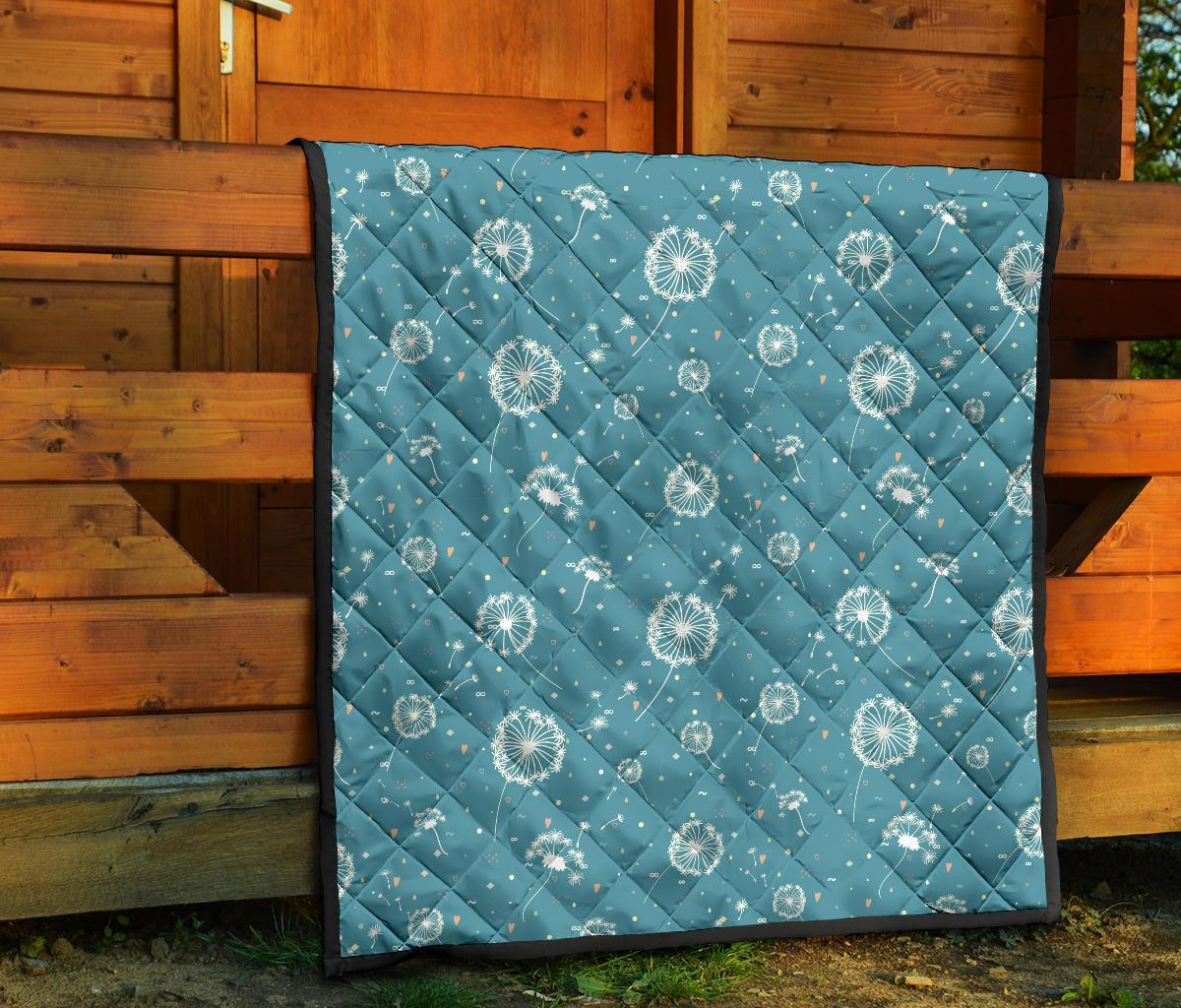 Dandelion Blue Pattern Print Quilt-grizzshop