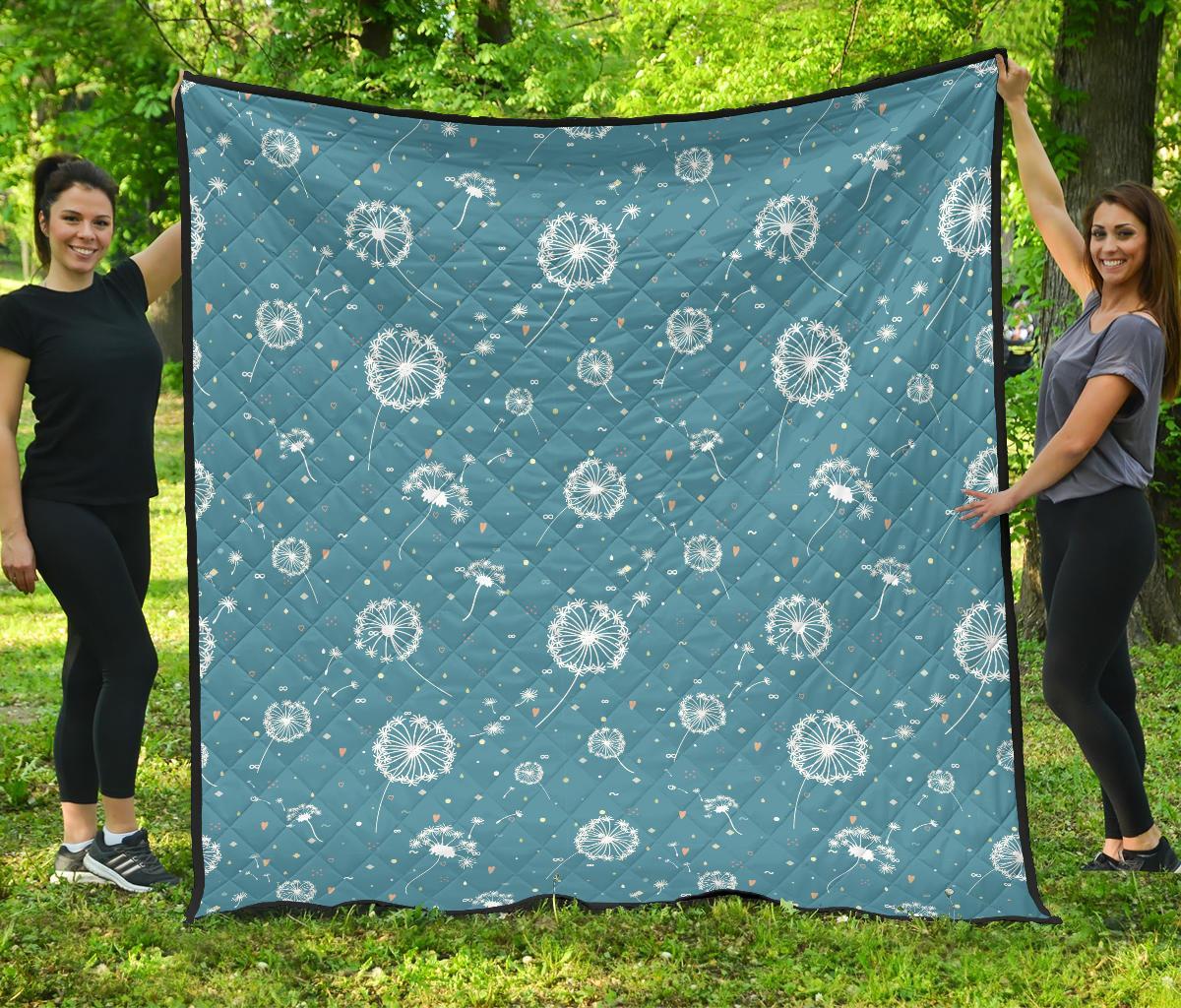 Dandelion Blue Pattern Print Quilt-grizzshop