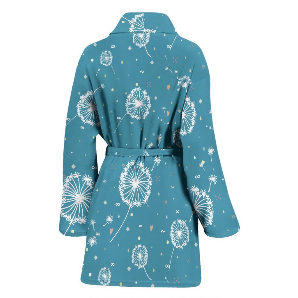 Dandelion Blue Pattern Print Women Long Robe-grizzshop