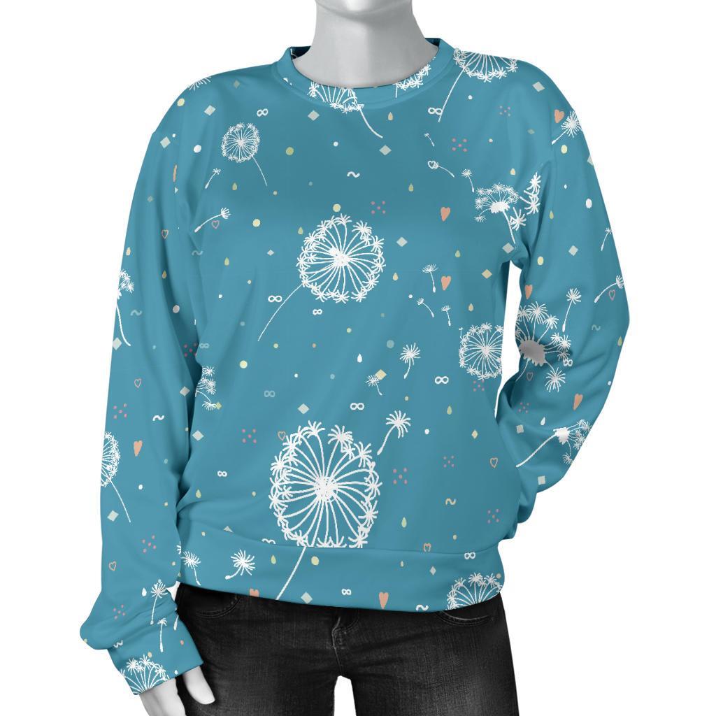 Dandelion Blue Pattern Print Women's Sweatshirt-grizzshop