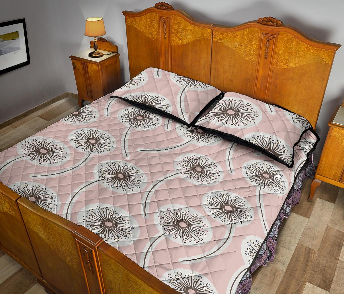 Dandelion Pattern Print Bed Set Quilt-grizzshop
