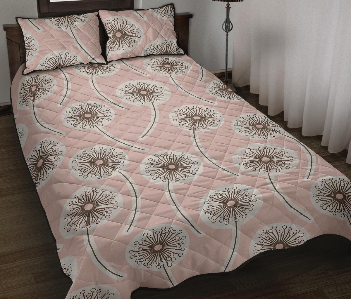 Dandelion Pattern Print Bed Set Quilt-grizzshop