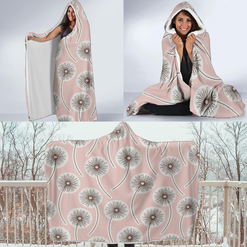 Dandelion Pattern Print Hooded Blanket-grizzshop