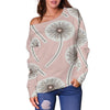 Dandelion Pattern Print Women Off Shoulder Sweatshirt-grizzshop