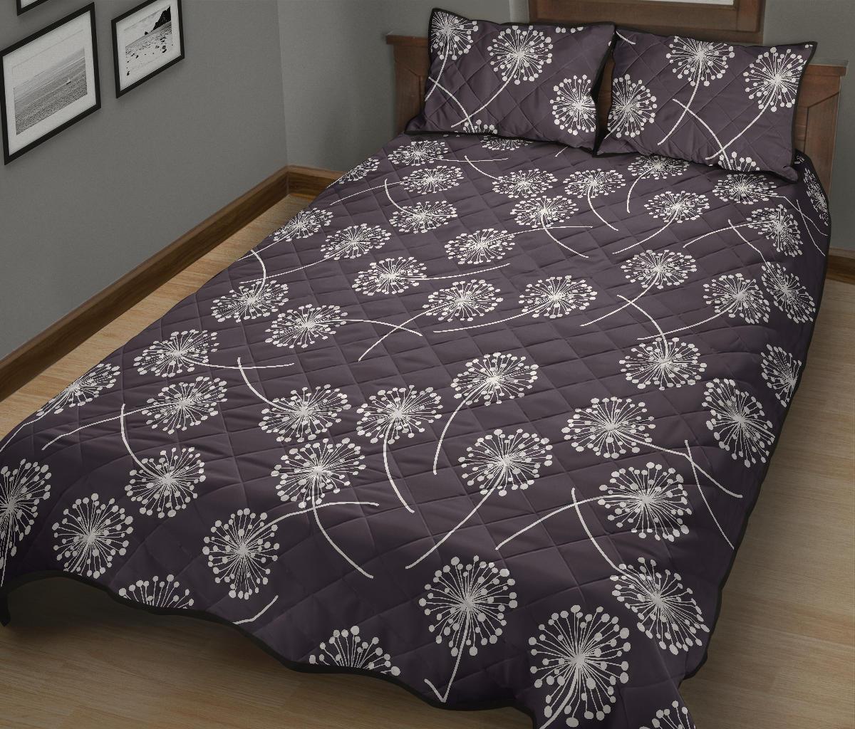 Dandelion Print Pattern Bed Set Quilt-grizzshop