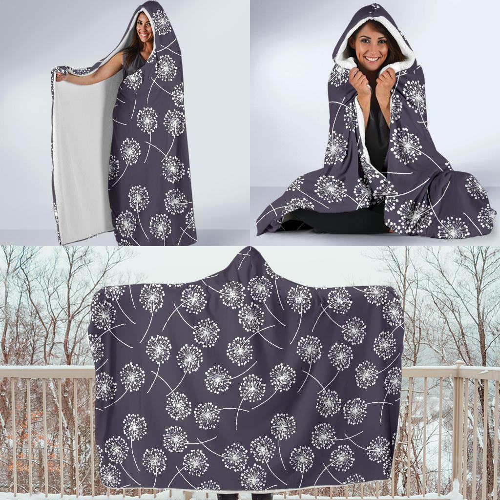 Dandelion Print Pattern Hooded Blanket-grizzshop
