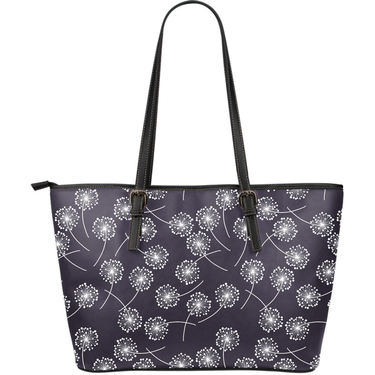 Dandelion Print Pattern Leather Tote Bag-grizzshop
