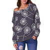 Dandelion Print Pattern Women Off Shoulder Sweatshirt-grizzshop