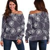 Dandelion Print Pattern Women Off Shoulder Sweatshirt-grizzshop