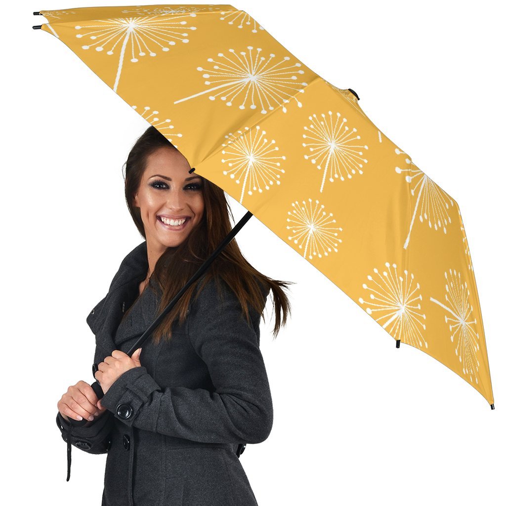Dandelion Yellow Pattern Print Automatic Foldable Umbrella-grizzshop