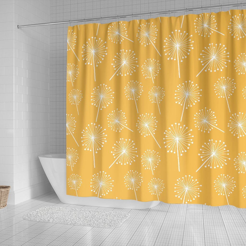 Dandelion Yellow Pattern Print Bathroom Shower Curtain-grizzshop