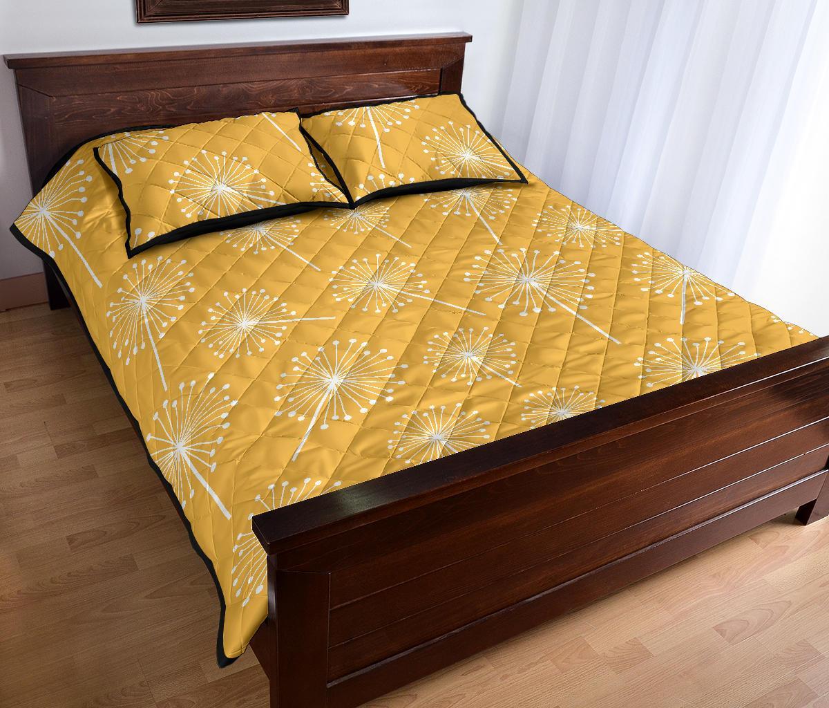 Dandelion Yellow Pattern Print Bed Set Quilt-grizzshop