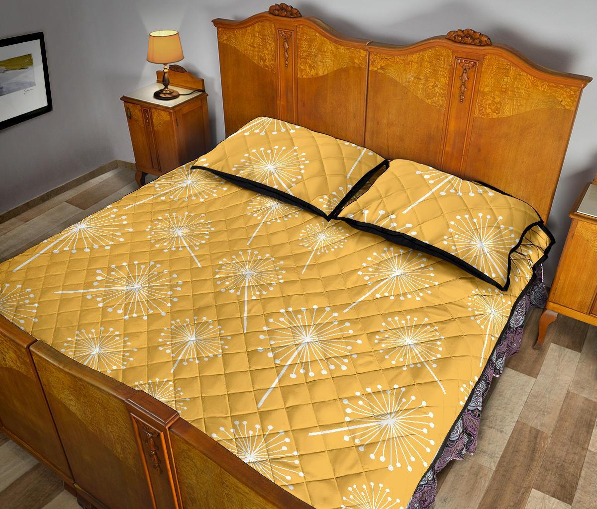Dandelion Yellow Pattern Print Bed Set Quilt-grizzshop