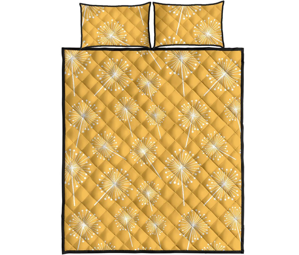 Dandelion Yellow Pattern Print Bed Set Quilt-grizzshop