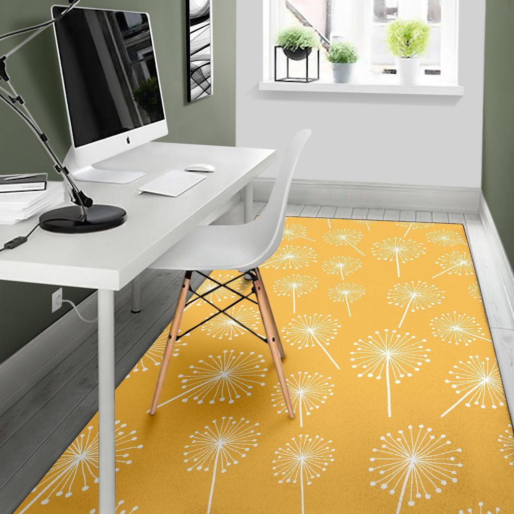 Dandelion Yellow Pattern Print Floor Mat-grizzshop