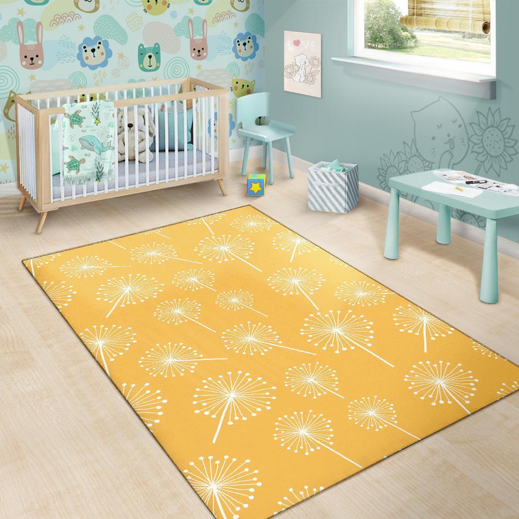 Dandelion Yellow Pattern Print Floor Mat-grizzshop