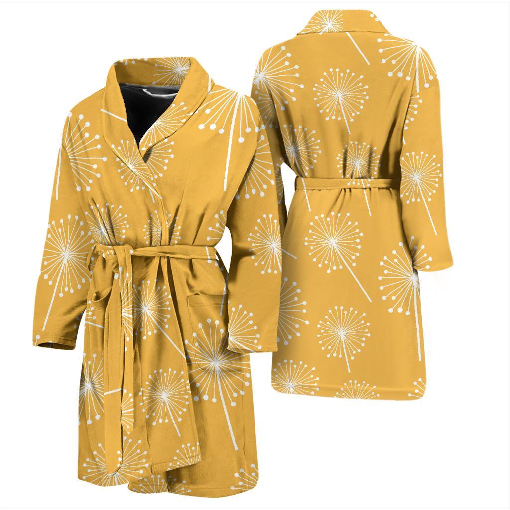 Dandelion Yellow Pattern Print Men Long Robe-grizzshop