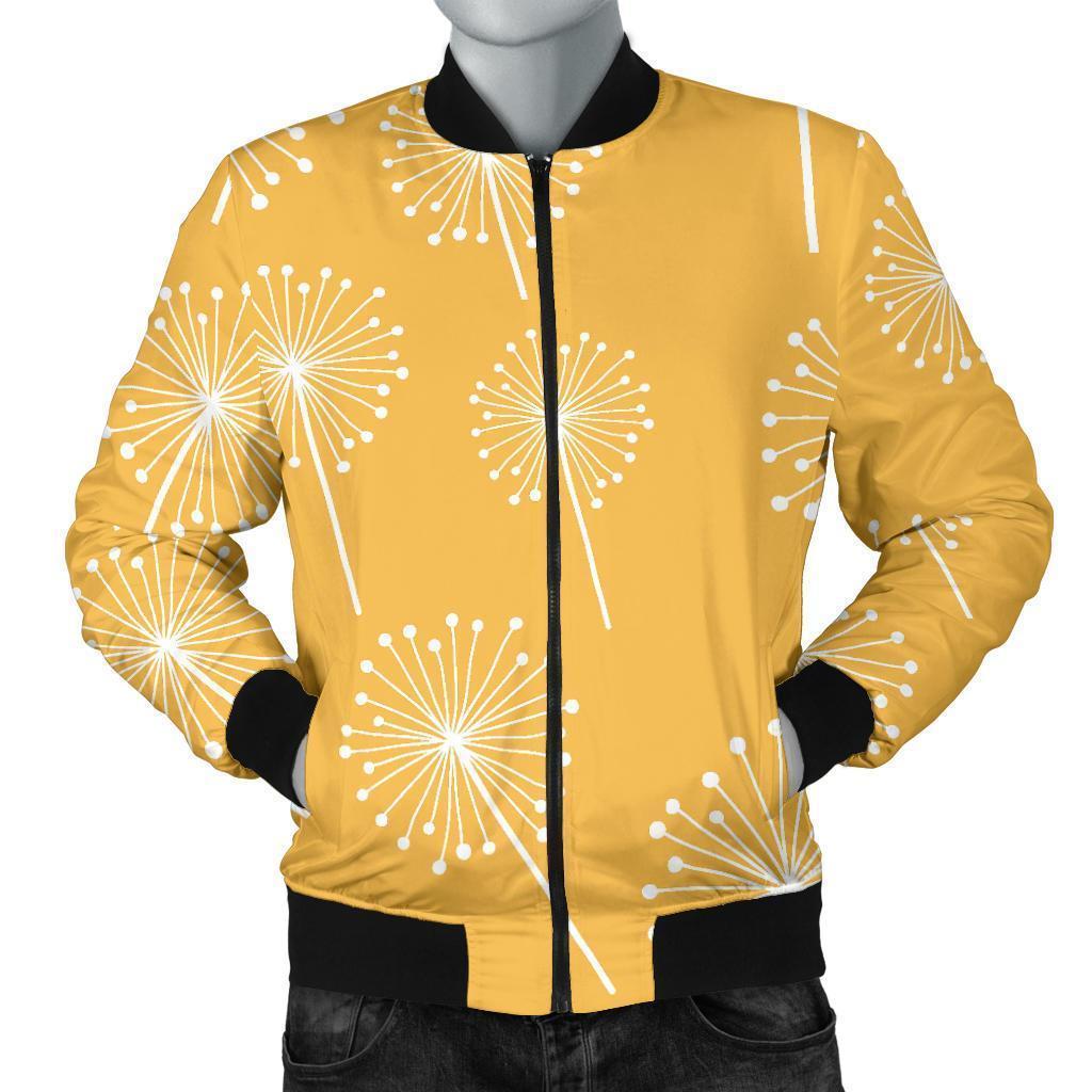 Dandelion Yellow Pattern Print Men's Bomber Jacket-grizzshop