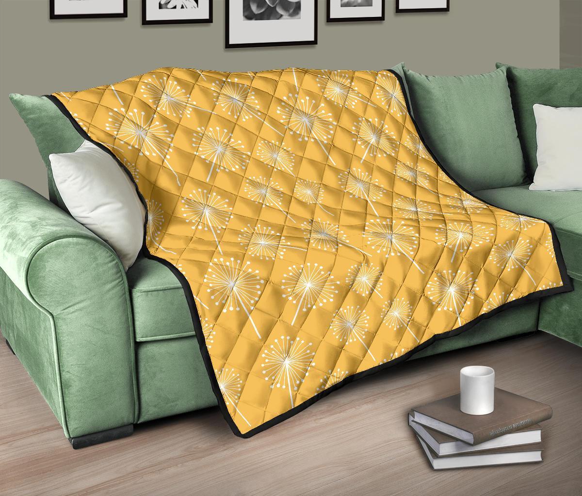 Dandelion Yellow Pattern Print Quilt-grizzshop