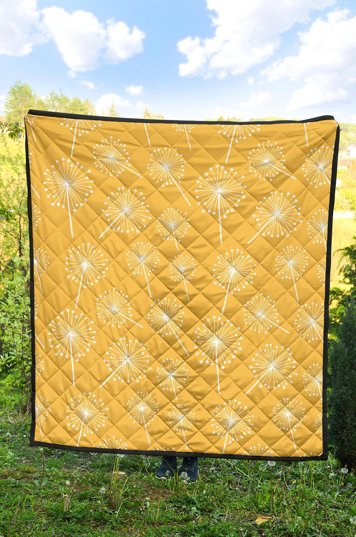 Dandelion Yellow Pattern Print Quilt-grizzshop