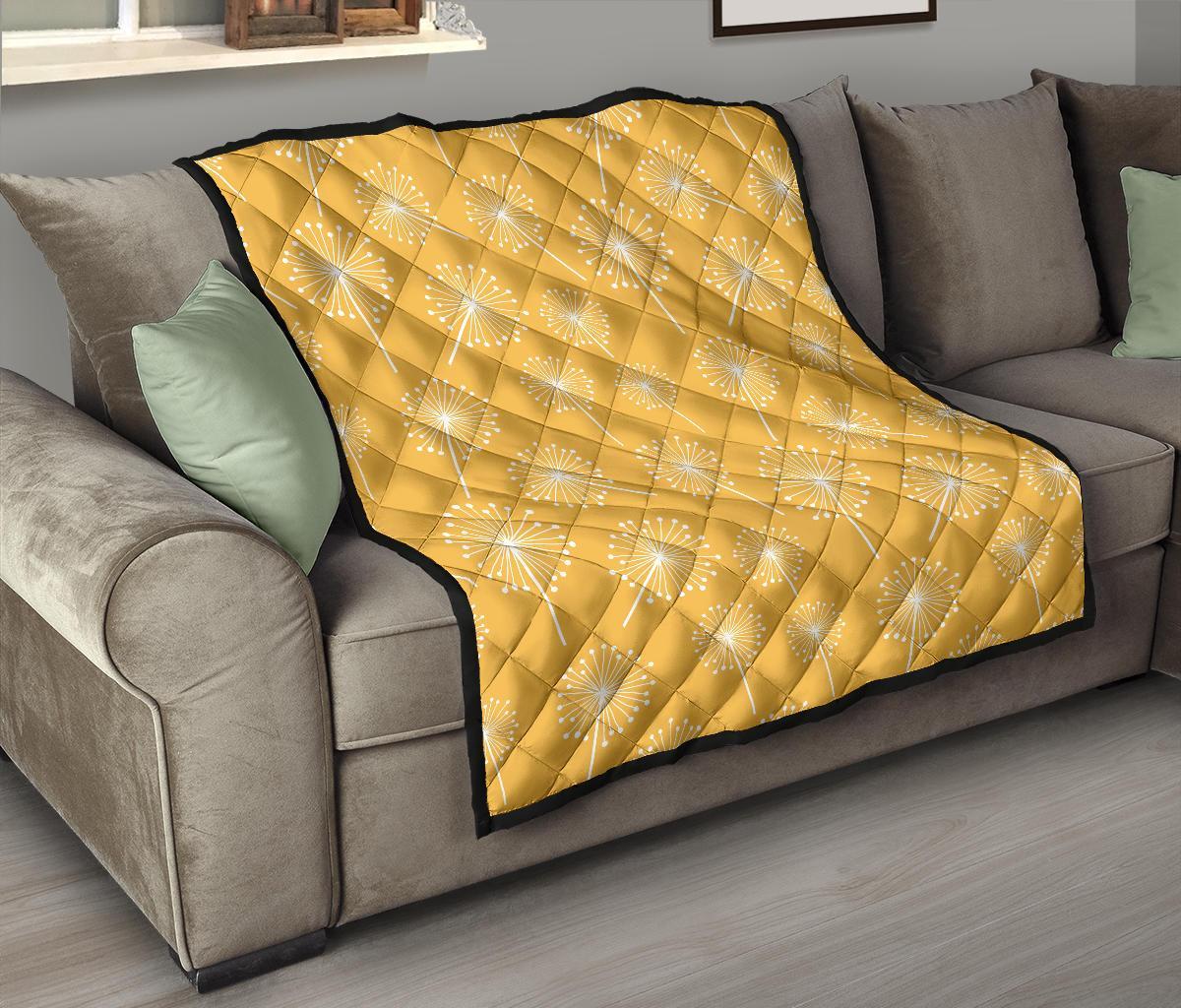 Dandelion Yellow Pattern Print Quilt-grizzshop