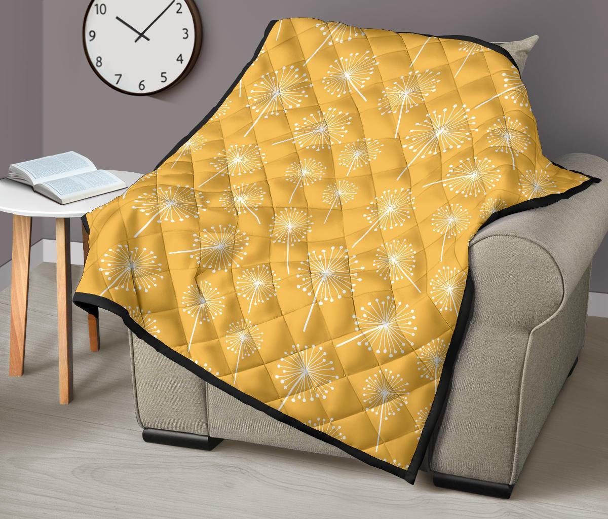 Dandelion Yellow Pattern Print Quilt-grizzshop