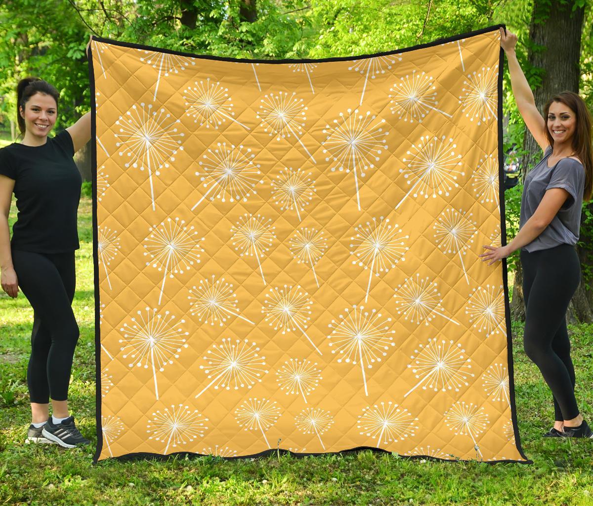 Dandelion Yellow Pattern Print Quilt-grizzshop