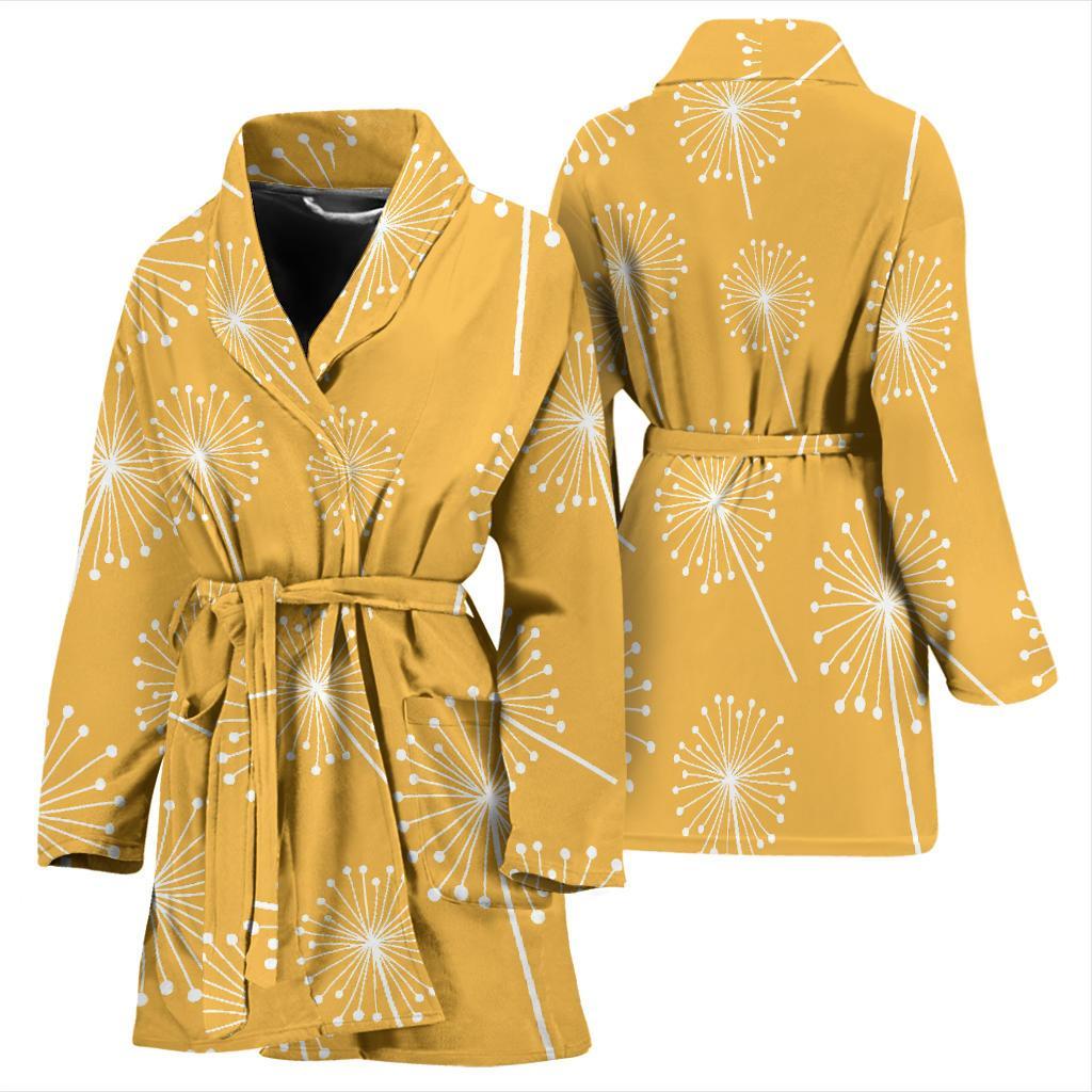 Dandelion Yellow Pattern Print Women Long Robe-grizzshop