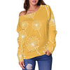 Dandelion Yellow Pattern Print Women Off Shoulder Sweatshirt-grizzshop