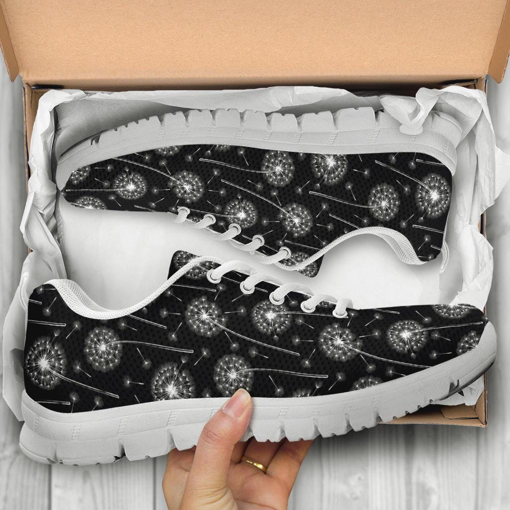 Dandelion Black Pattern Print Sneaker Shoes For Men Women-grizzshop