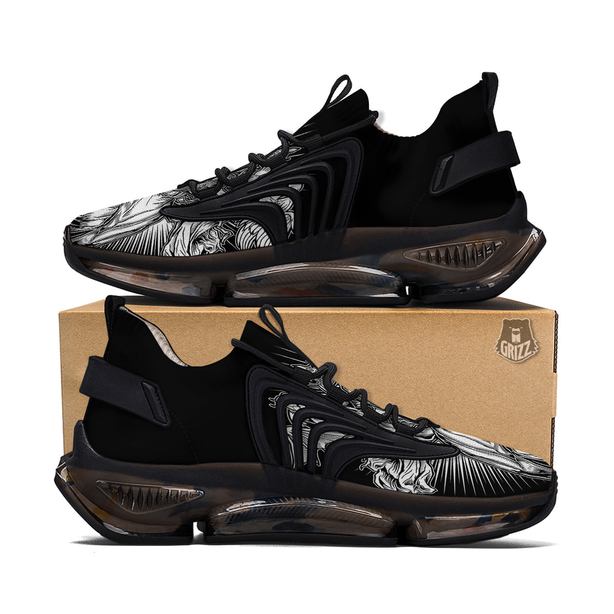 Dark Angel Of Death Print Black Gym Shoes-grizzshop