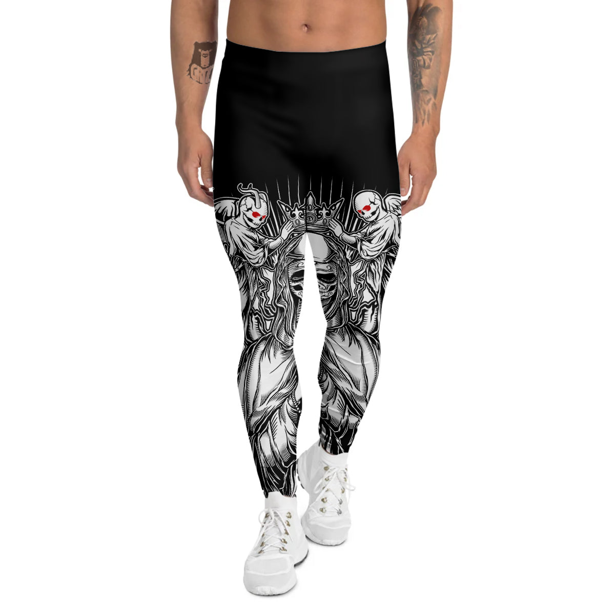 Dark Angel Of Death Print Men's Leggings-grizzshop