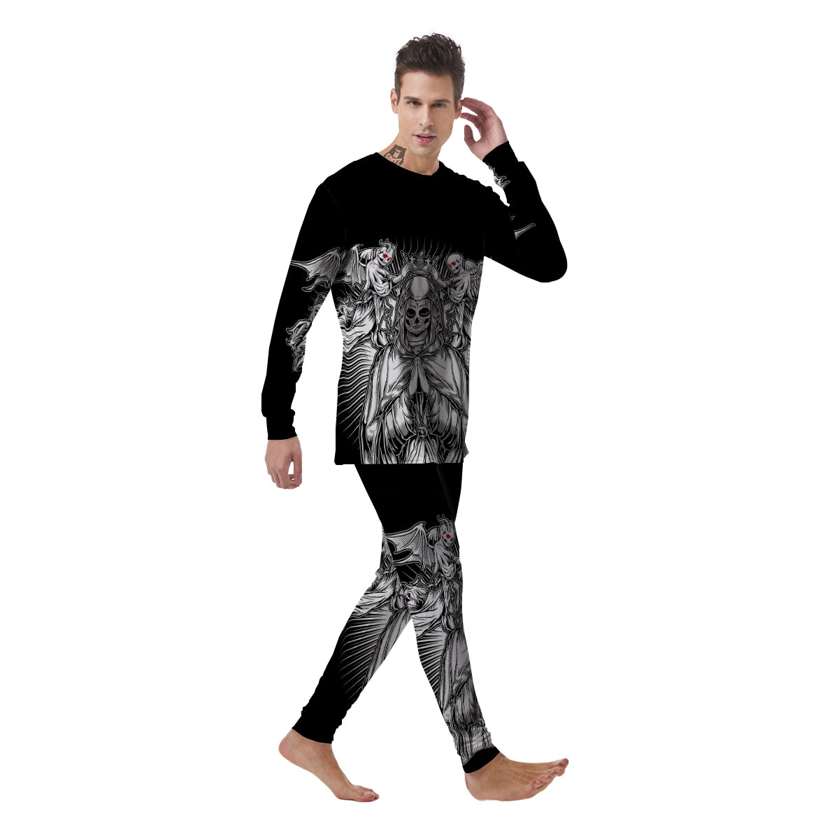 Dark Angel Of Death Print Men's Pajamas-grizzshop