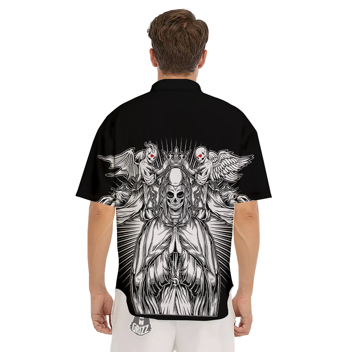 Dark Angel Of Death Print Men's Short Sleeve Shirts-grizzshop