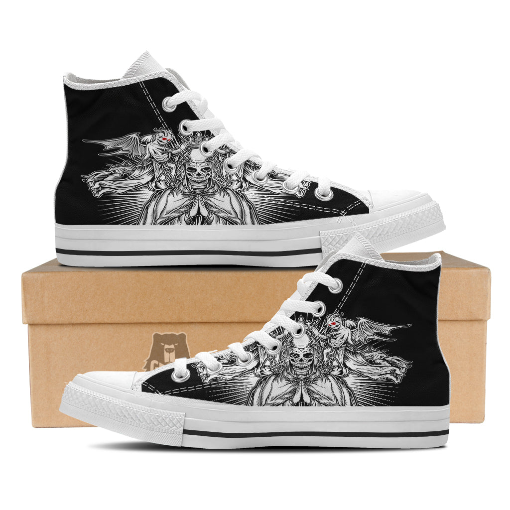 Dark Angel Of Death Print White High Top Shoes-grizzshop