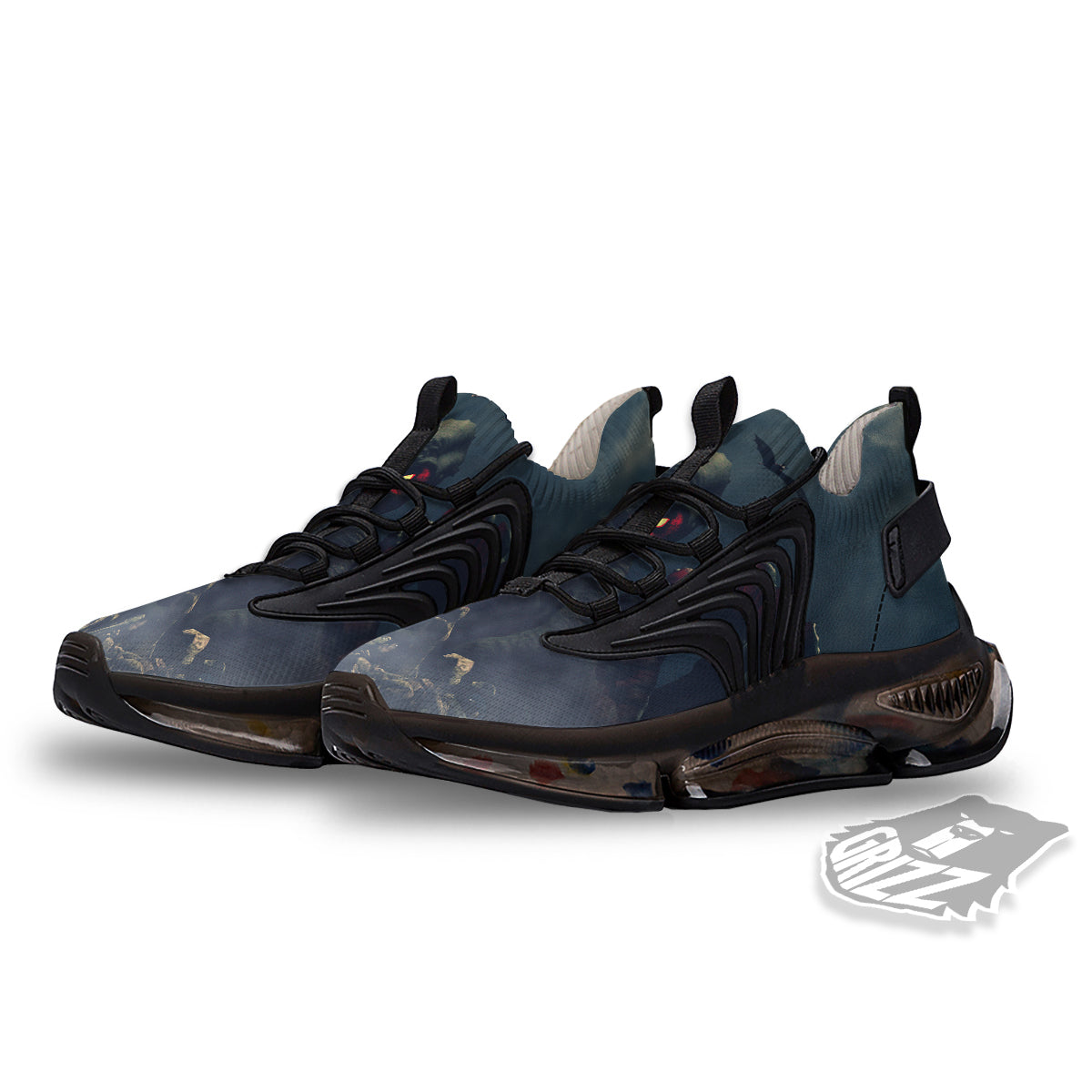 Dark Cthulhu Octopus And Bones Print Black Gym Shoes-grizzshop
