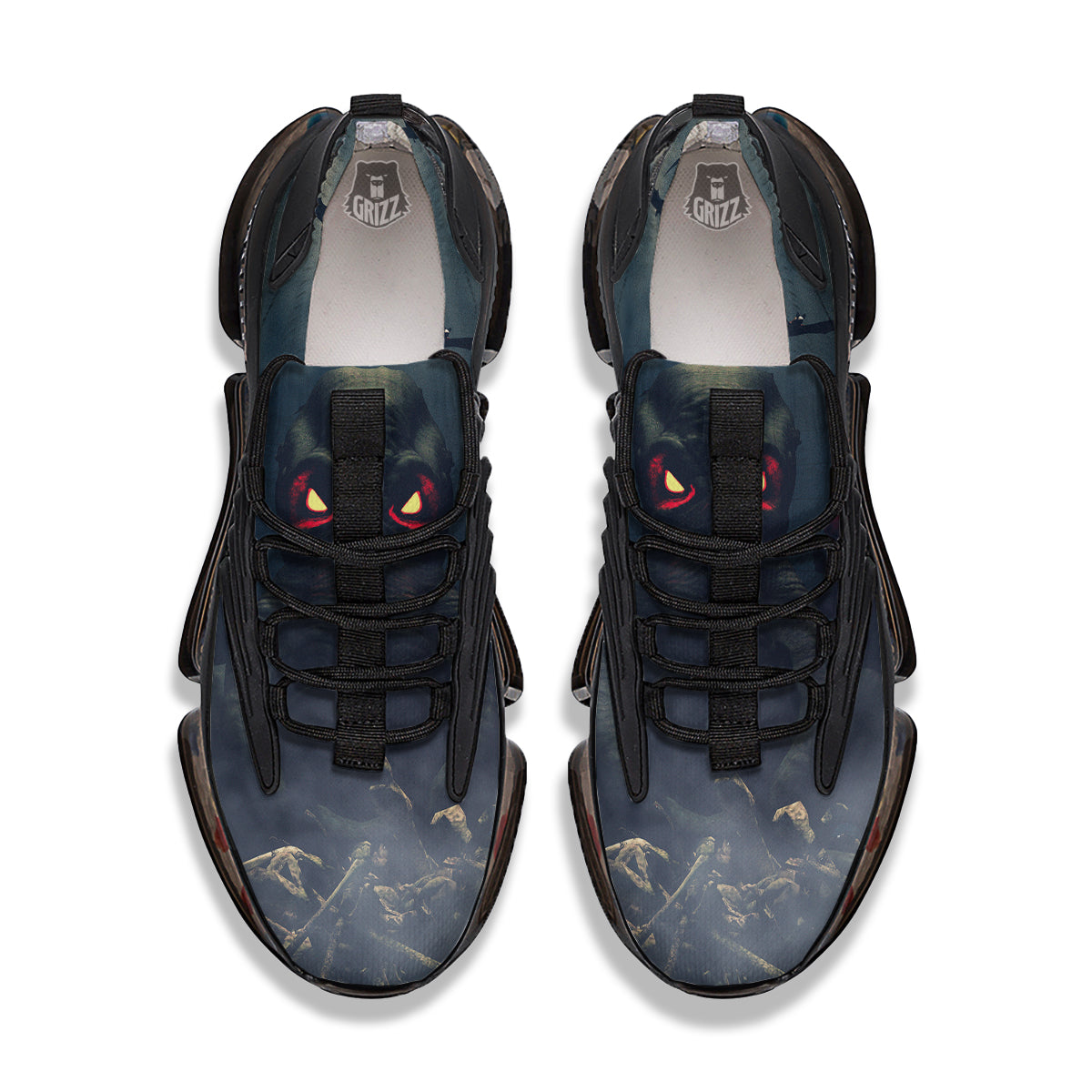 Dark Cthulhu Octopus And Bones Print Black Gym Shoes-grizzshop